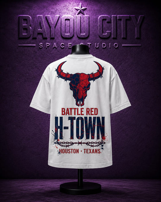 Bayou City Battle Red White T-Shirt