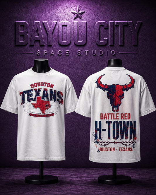 Bayou City Battle Red White T-Shirt
